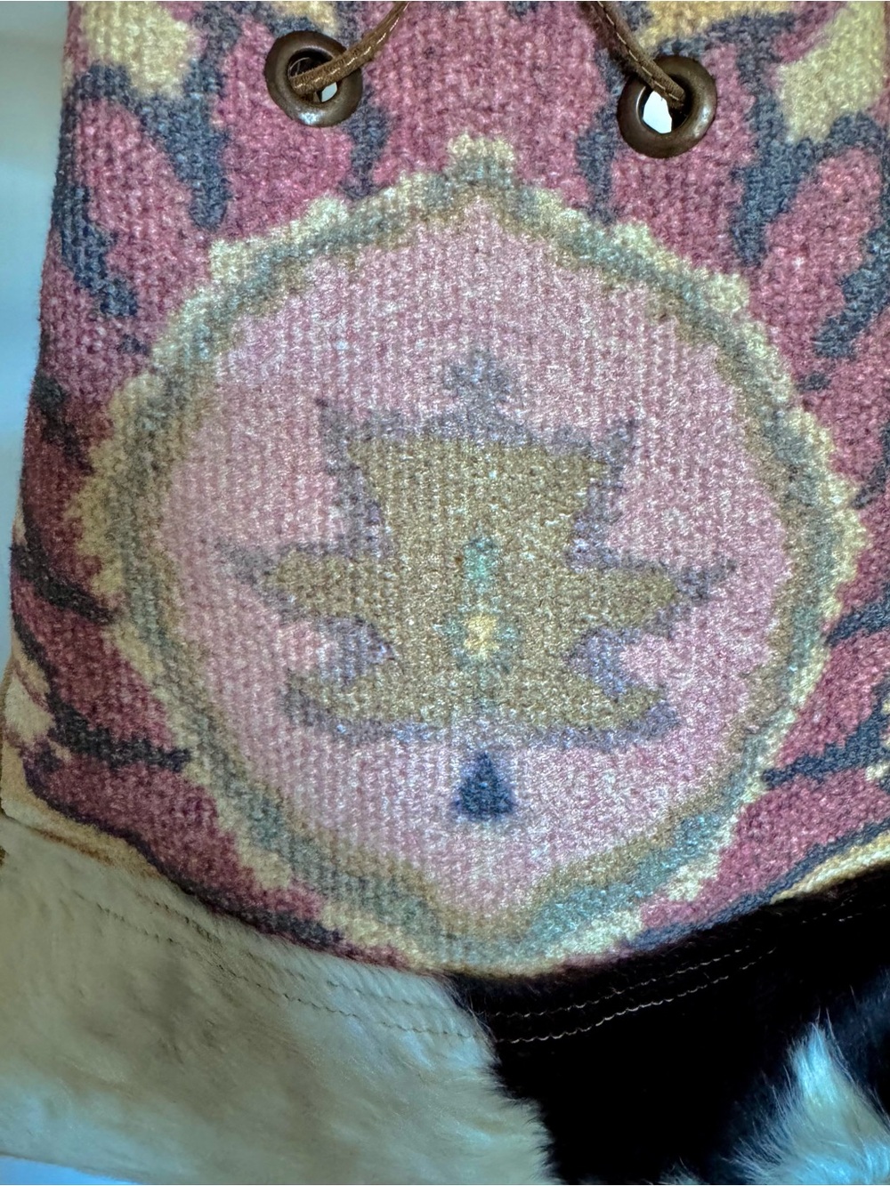 MYRA BAG Tan and Pink Boho Drawstring Shoulder Bucket Bag - Picture 5 of 14